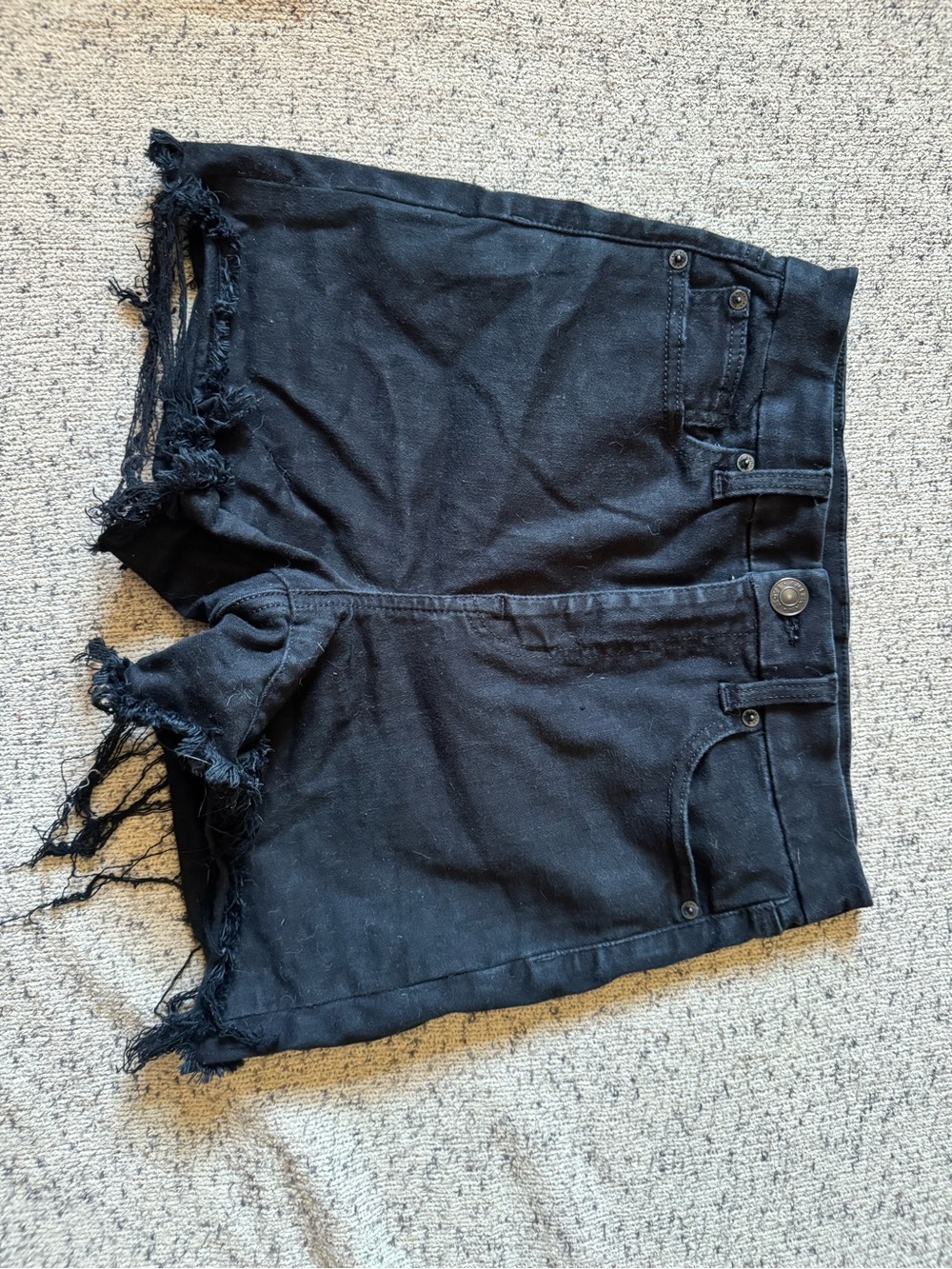 American Eagle Outfitters Black Frayed Hem Denim Shorts